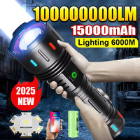 2025 New 15000mAh White Laser Flashlights 100000LM Ultra Powerful Flashlight Zoom USB Rechargeable Lantern Fishing Camping Torch