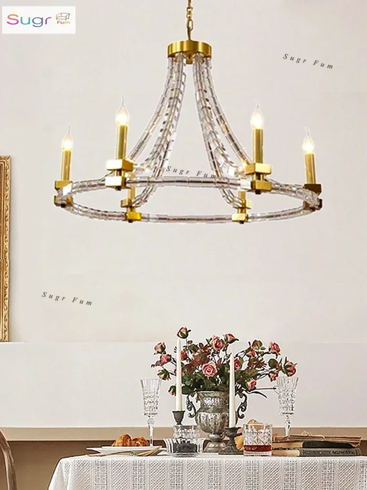 

Aibei all copper sugar crystal pendant lamp, European and American French light luxury and grand style villa, dining room, bedro