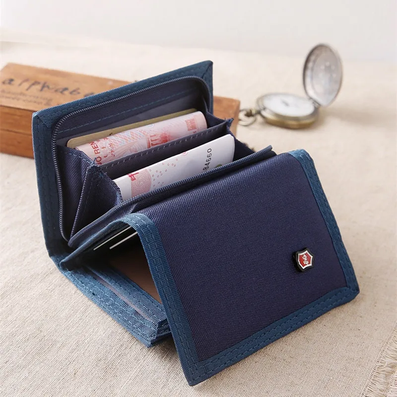 

Men's 5 Colors Korean Tri-Fold Coin Purse Canvas Wallet Solid Color Fashion Slim Multifunctional Classic Portable Card Holder