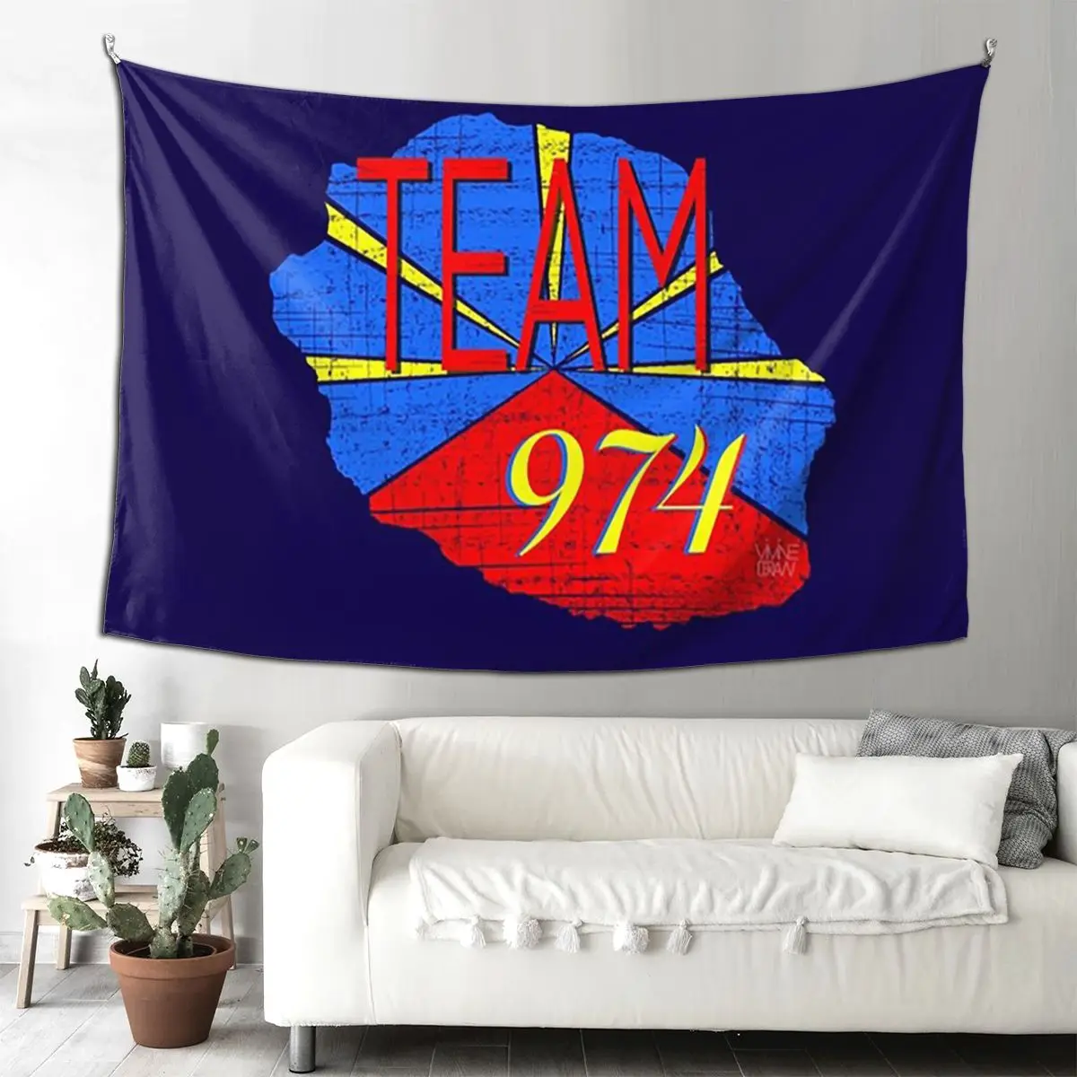 

Гобелен с логотипом острова Реюньон 9749, забавный настенный гобелен, эстетическое украшение для дома, гобелены для гостиной, спальни, комнаты в общежитии