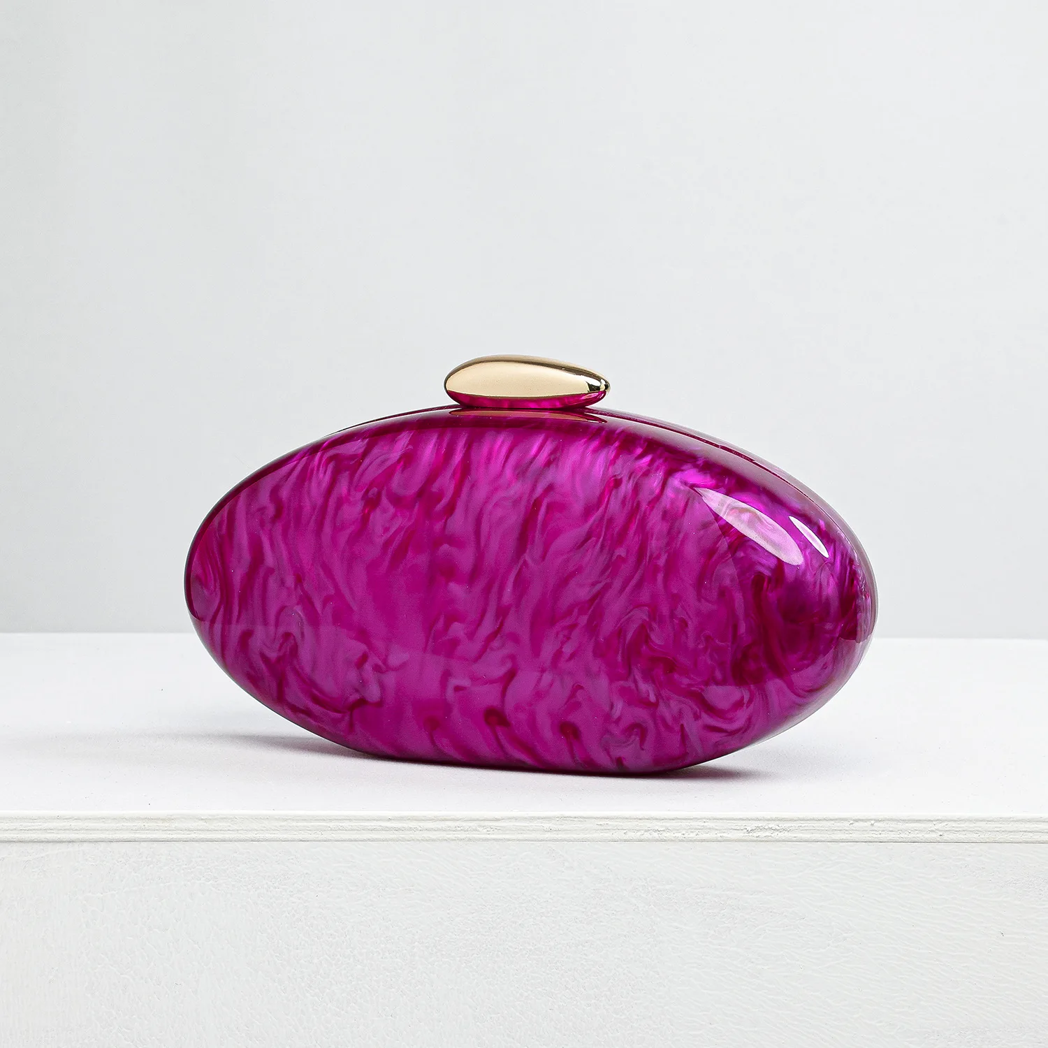 

2025 New Acrylic Stone-Textured Oval Women's Handbag Fashion Evening Bag Wedding Party Clutch Single Shoulder Bag Crossbody Bags