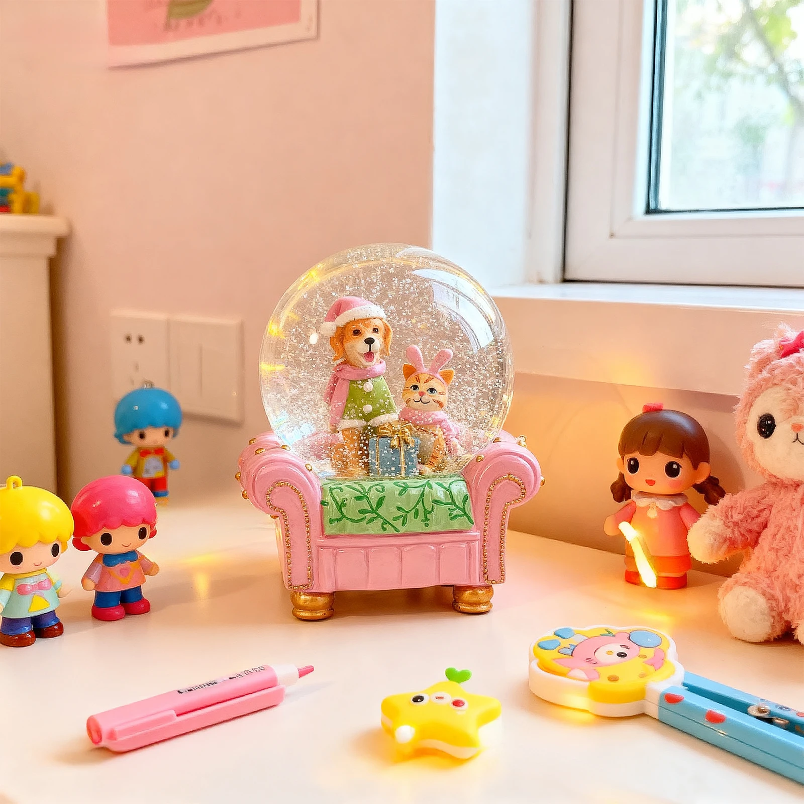 

Christmas Snow Globe with Animal Interior Holiday Decoration Ornament for Home & Tree Unique Christmas Gift for Family, Friend