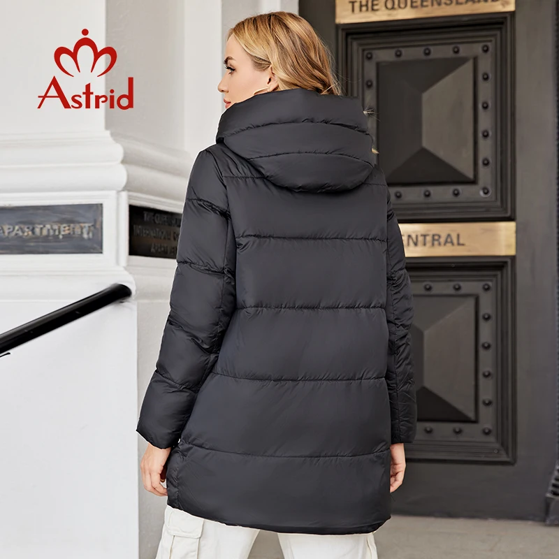 Astrid 2022 Winter Women Outwear Parka Mid-length Coat Hooded Design Warm Windproof Parka Zipper Loose Ladies Jackets ZR-20223