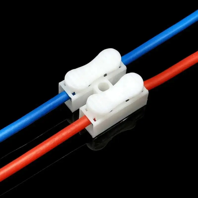50/100Pcs CH-2 No Solding Quick 1P 2P Cable Wire Connector No Screw Terminal Block Spring Clamps