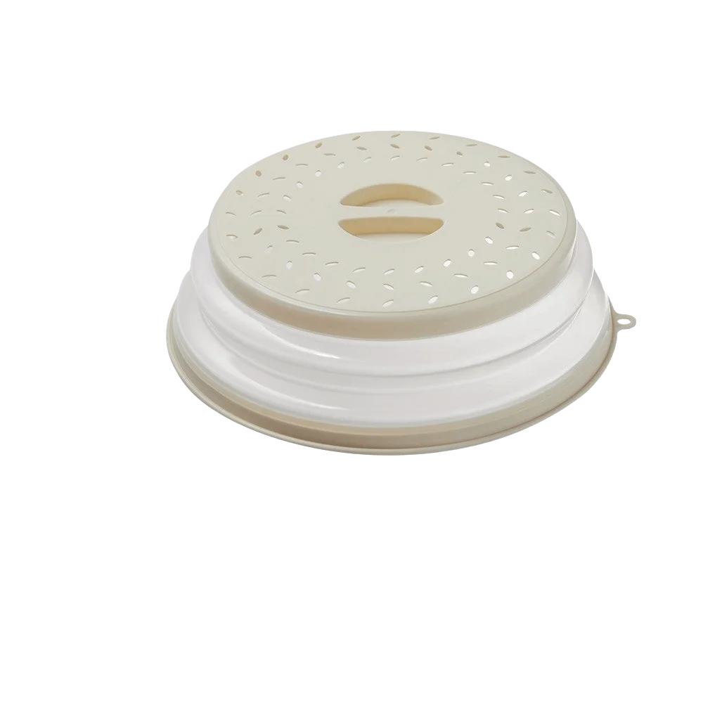 Oil-proof Microwave Splatter Cover with Steam Drain Foldable Drain Basket Splash-Proof Non-Toxic Microwave Spray Cover Kitchen
