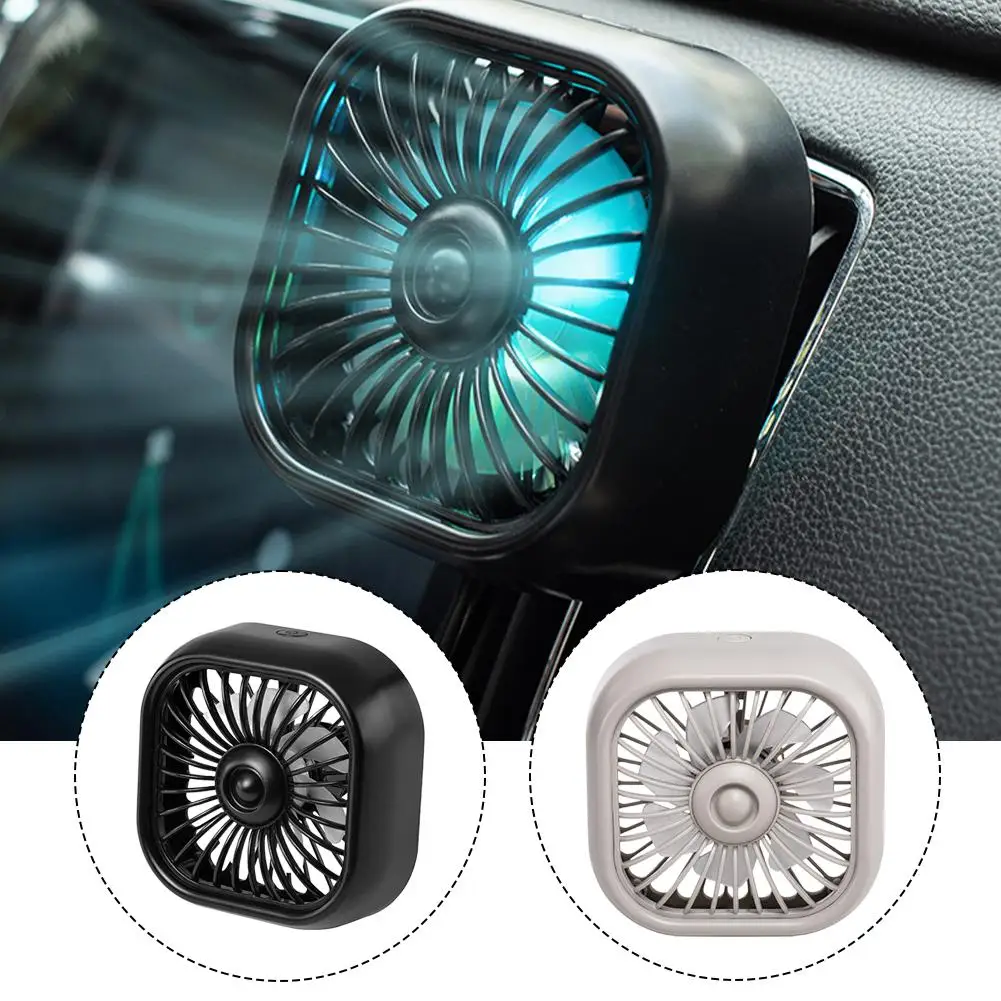 Portable Mini Car Vent Cooling Fan USB 3-Speed Adjustable Colorful Light Quiet Air Outlet Cooler Car Air Conditioner Accessory