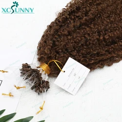 Microlink Hair Extensions Kinky Curly Color 4 Micro Ring Loop Hair Extensions Human Hair For Women Microring Hair Extensions