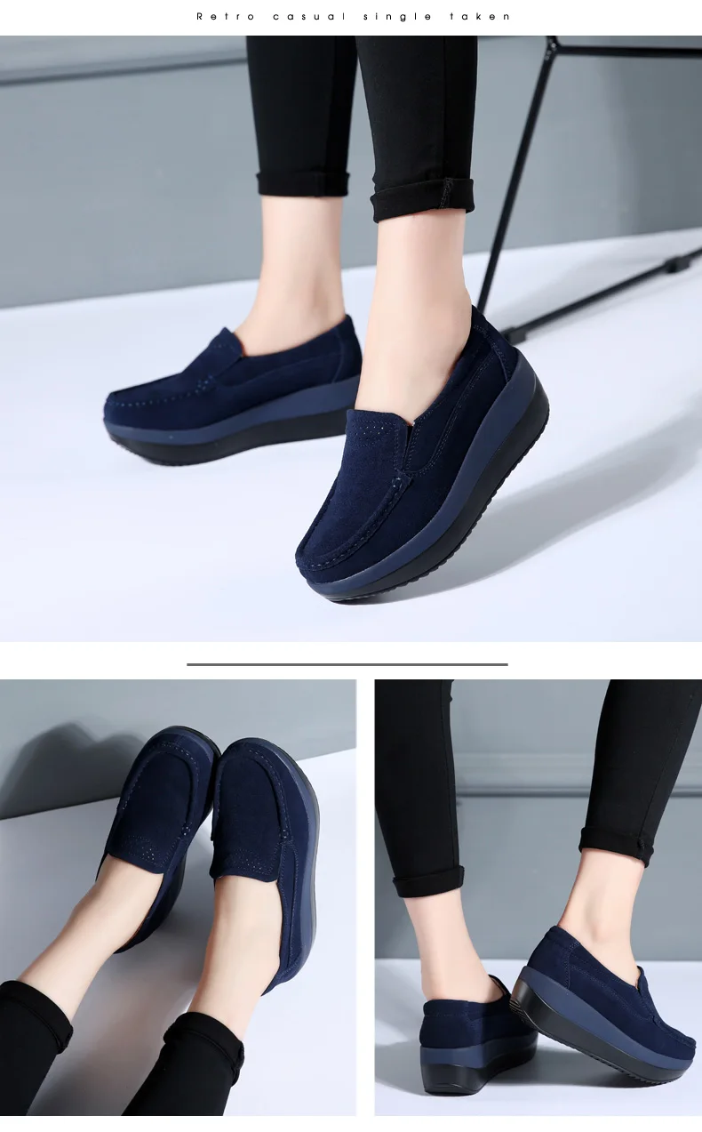 Spring Autumn Women Flats Platform Loafers Ladies Work Genuine Leather Comfort Soft Moccasins Nursing Slip On Casual Shoes