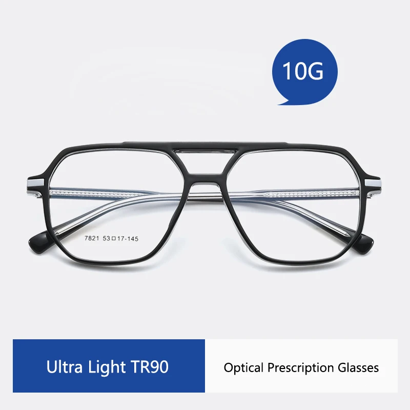 

Man Woman Optical Prescription Eyeglasses Custom Pilot Double Bridge Glasses Fashion TR90 Transparent Eyewear Myopia Hyperopia