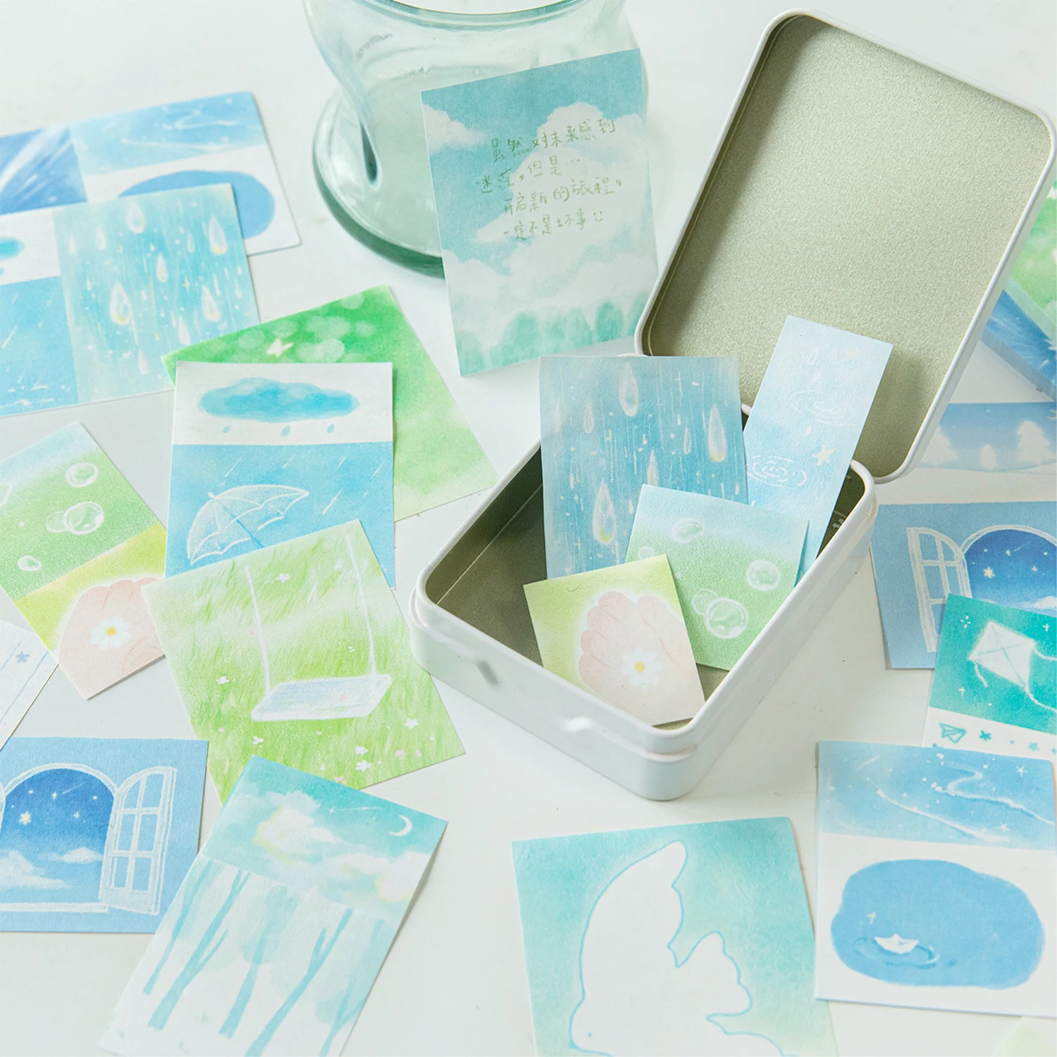 50pcs Dream Memories Series Ins Message Notes Paper DIY Scrapbook Handmade Collage Material Craft Paper School Office Supplies