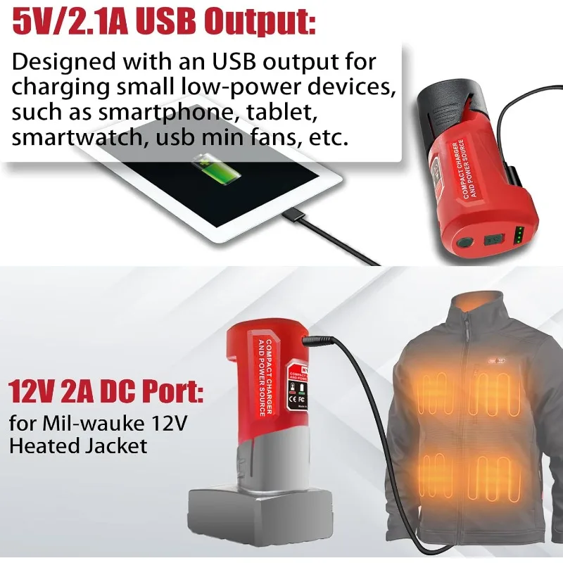 Picture 5: N12 Battery Power Source Adapter for Milwaukee 12V for M12 Battery Power Wheel Charger Adapter with 12V DC Port USB2.0 Port