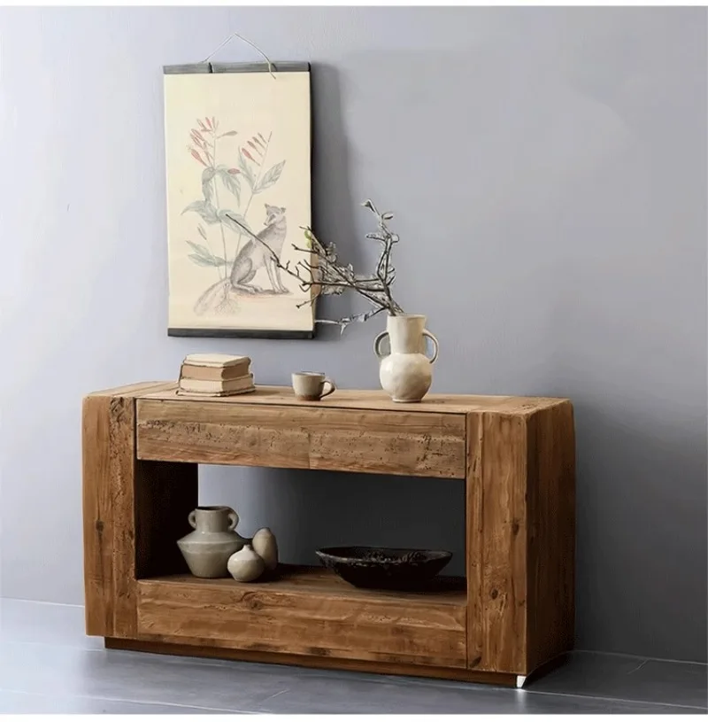 

American Rural Retro Solid Wood Porch Cabinet Bed and Breakfast Living Room Side Cabinet Cabinet Creative Foyer Cabinet