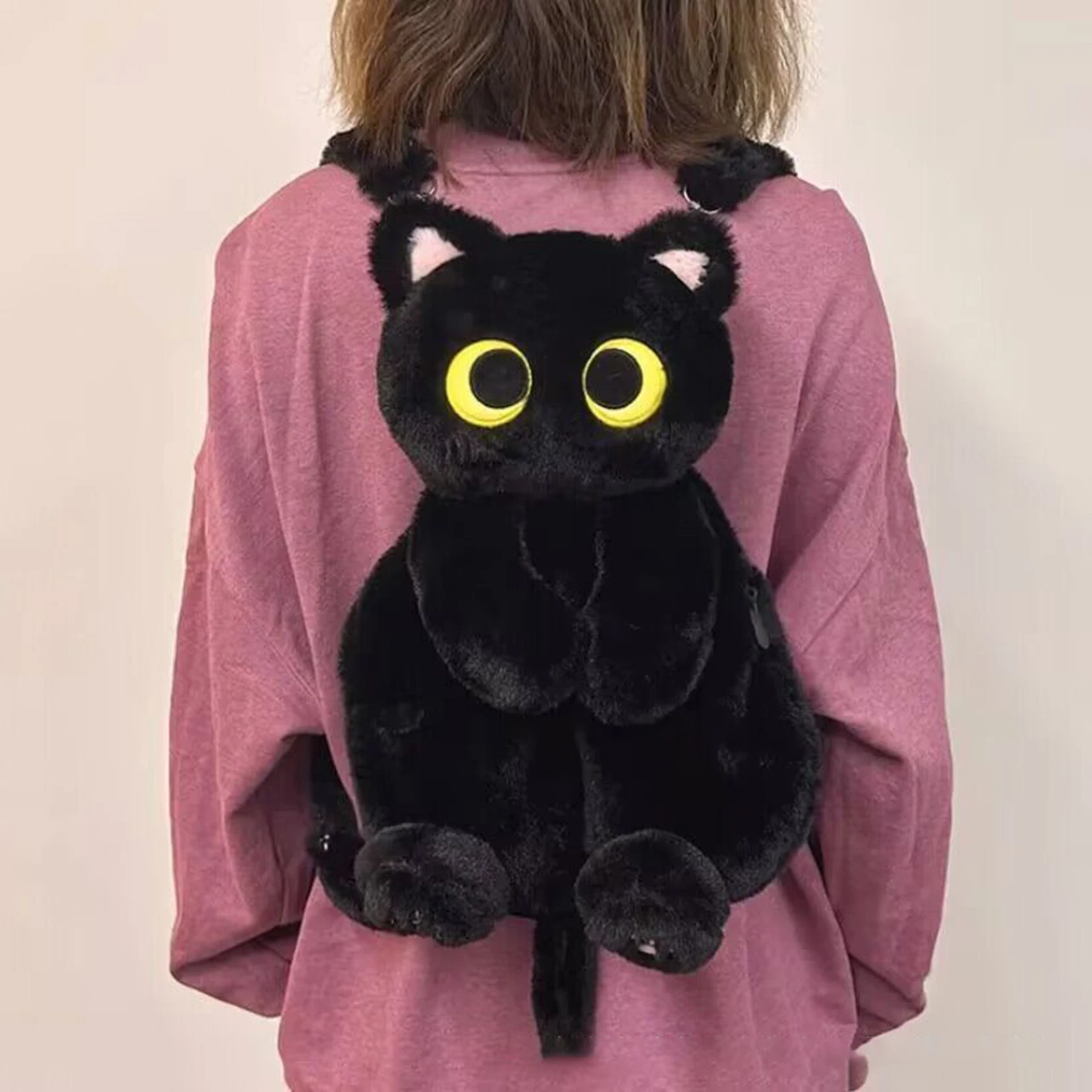 Cute Lovely Design Plush Animal Cat Kitten Backpack Bookbag Rucksack Daypack With Large Capacity Casual Stylish For Kids Adults