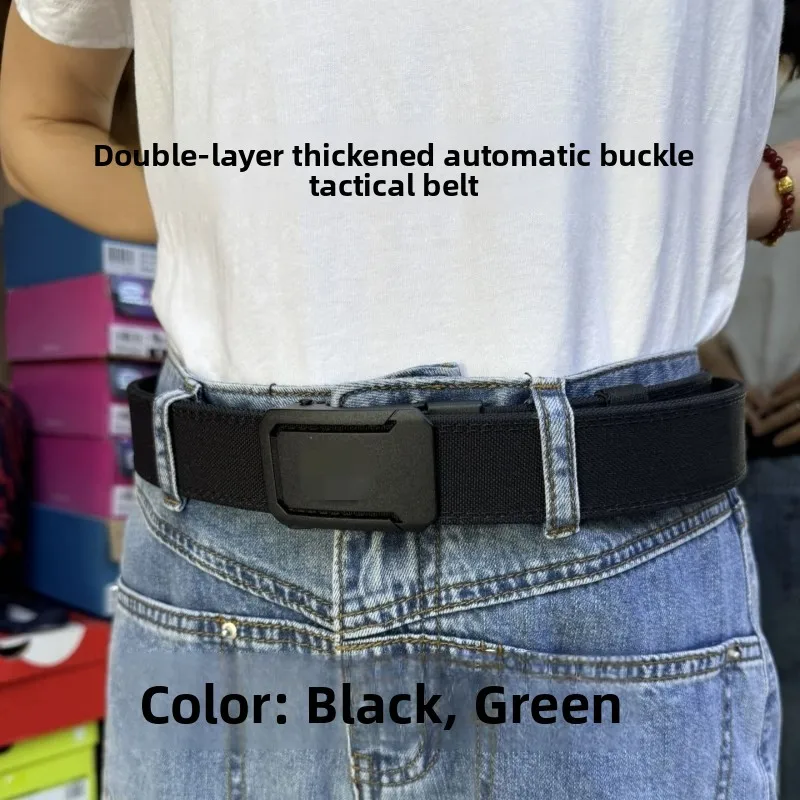 thickened-double-layer-nylon-canvas-belt-automatic-buckle-outdoor-training-tactical-waist-belt-wear-resistant-casual-men's-belt