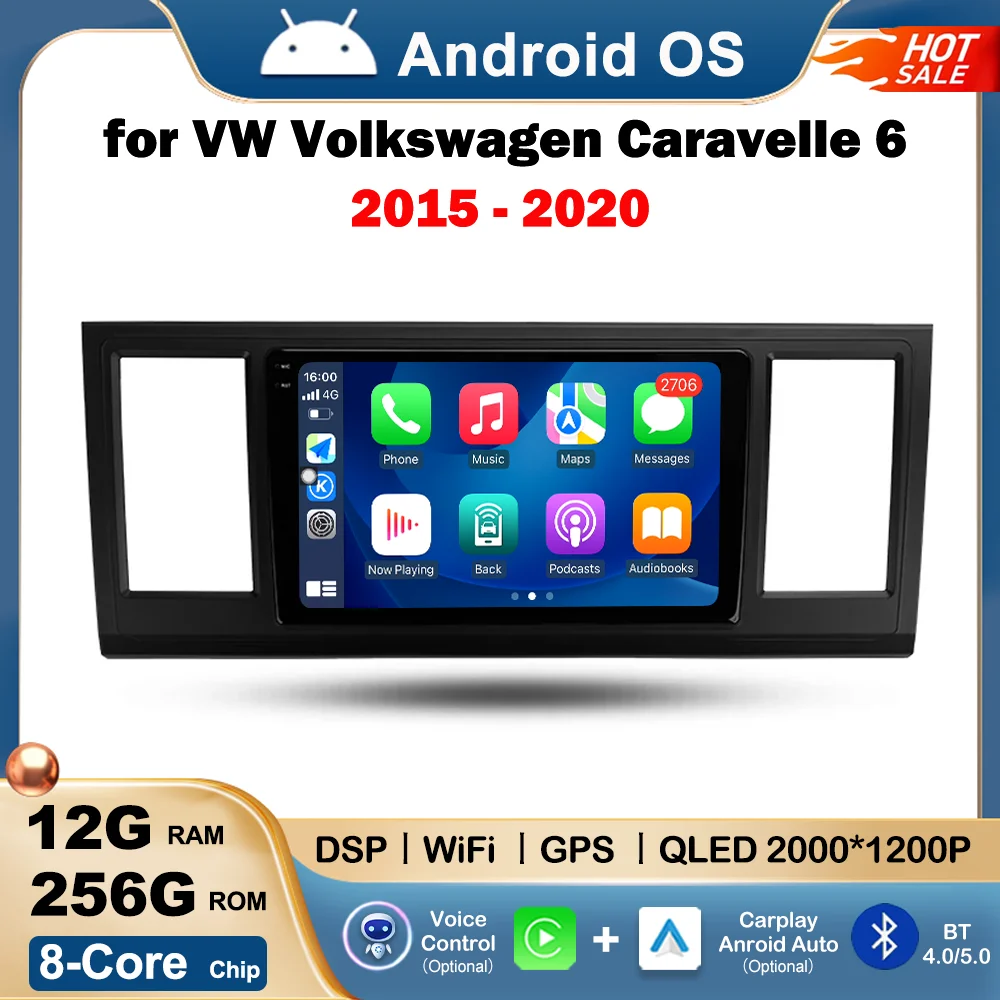 

for VW Volkswagen Caravelle 6 2015 - 2020 Car Radio Video Mulltmedia Player GPS Android OS Carplay WiFi DSP Stereo 4G IPS Screen