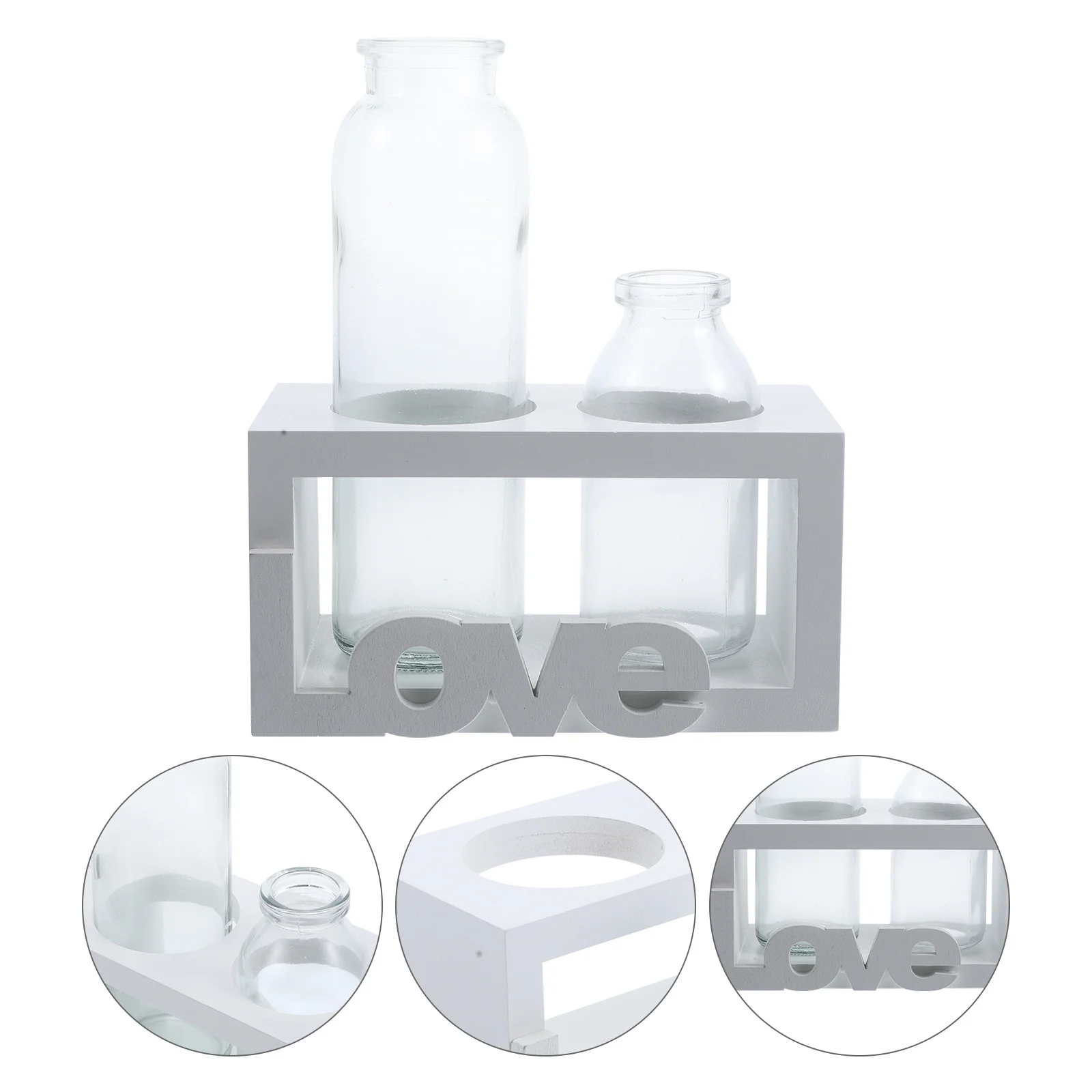 

1Set Hydroponic Glass Flowerpot Wooden Stand Desktop Planter Decorative Vase Indoor Plant Holder Hydroponic Planter