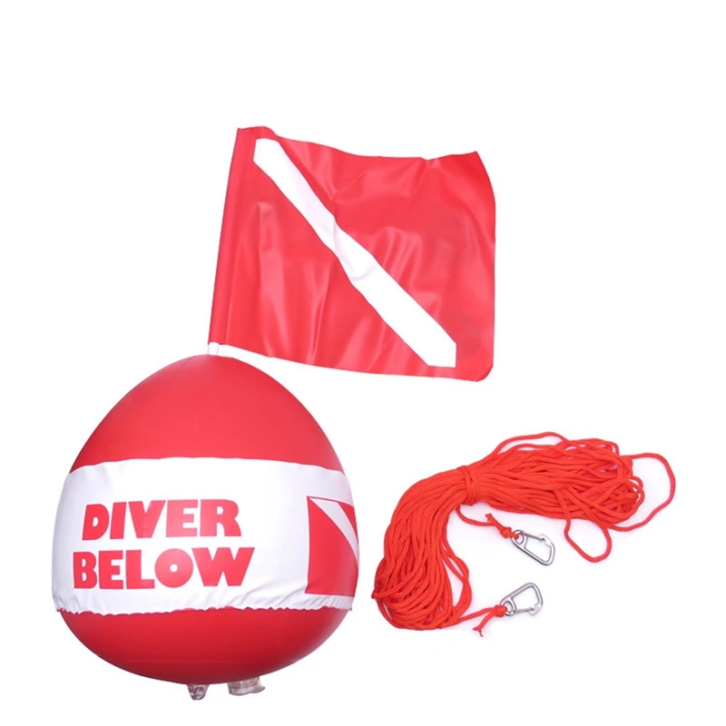 1 PCS Diving Inflatable Signal Floater Snorkel Scuba Dive Diving Surface Marker Red PVC+Polyester+Stainless Steel Signal Buoy