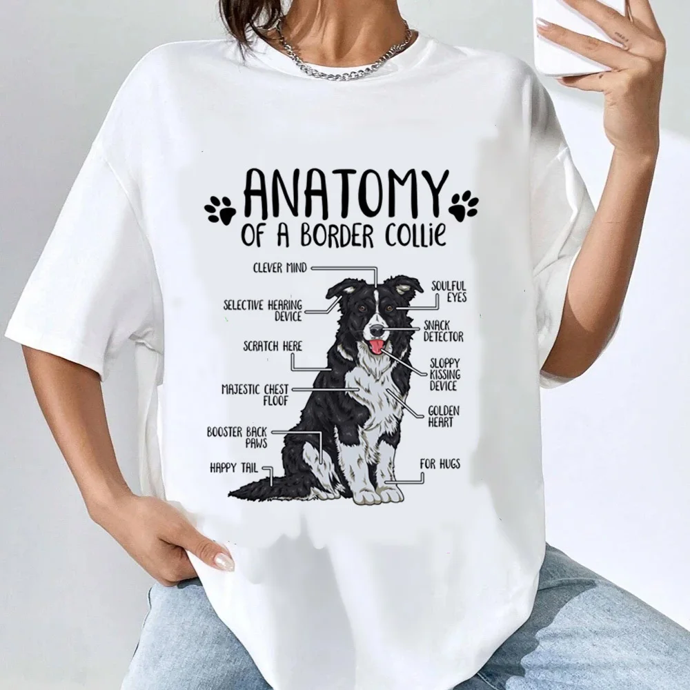 Border Collie shirt female 80s hip hop Retro Graphic aesthetic Classic tshirt korean clothes kawaii Gothic streetwear