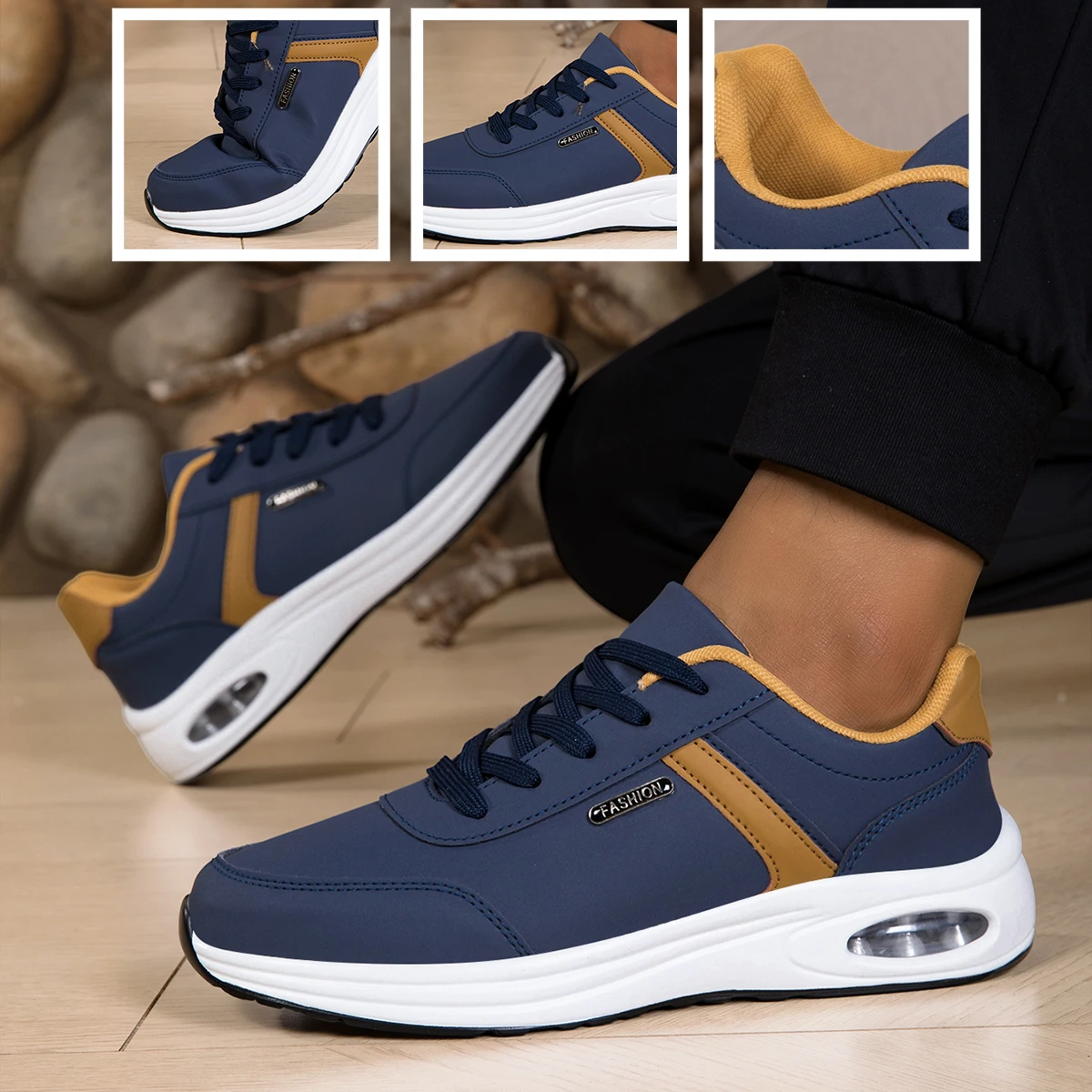 

2025 Men's Waterproof Walking Shoes Casual Leather Sports Shoes Comfortable Non-Slip Men's Breathable Cushioning Tennis Shoes