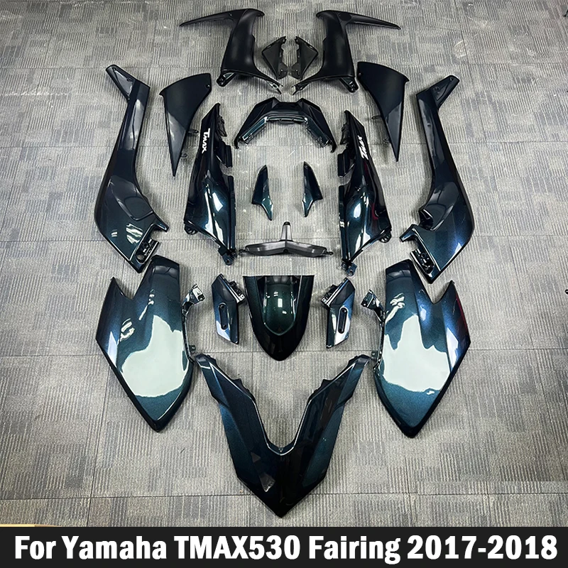 Kit Carena Completa per Moto Yamaha TMAX530 TMAX 530 2017 2018, Carrozzeria Nero Lucido, Componenti in ABS a Iniezione