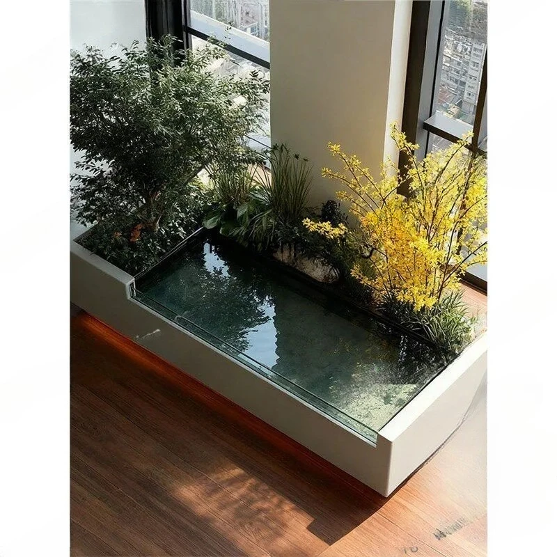 Customized stainless steel circulating water fish pond flower box courtyard outdoor balcony garden landscaping landscape