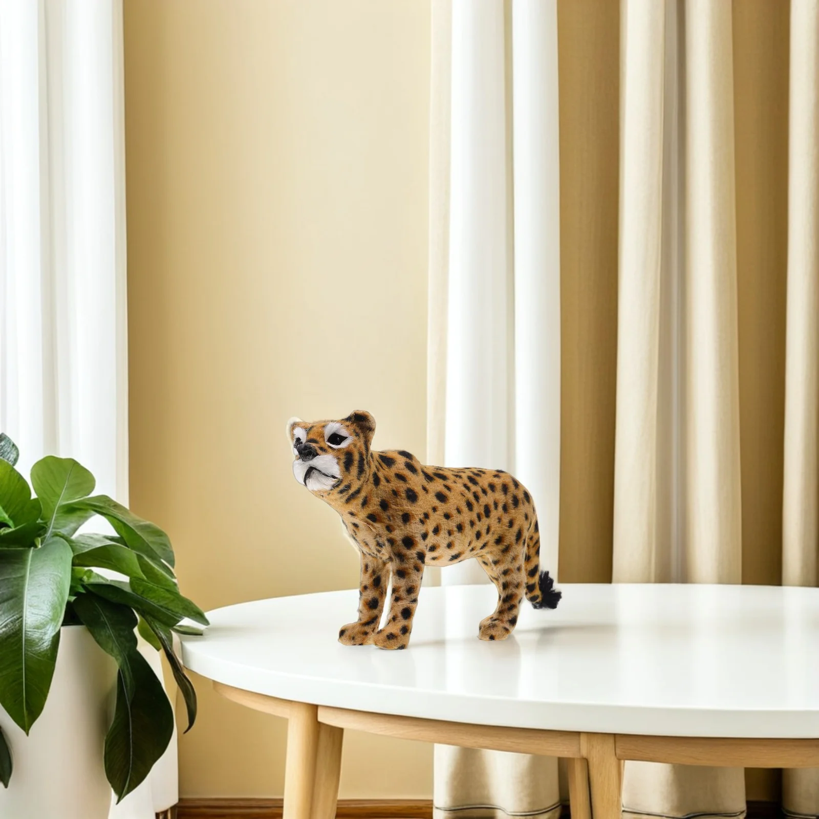 Decoración de leopardo, escultura realista de animales salvajes para escritorio de oficina, estantería, decoración de exhibición de arte para el hogar, cosas de leopardo bonitas