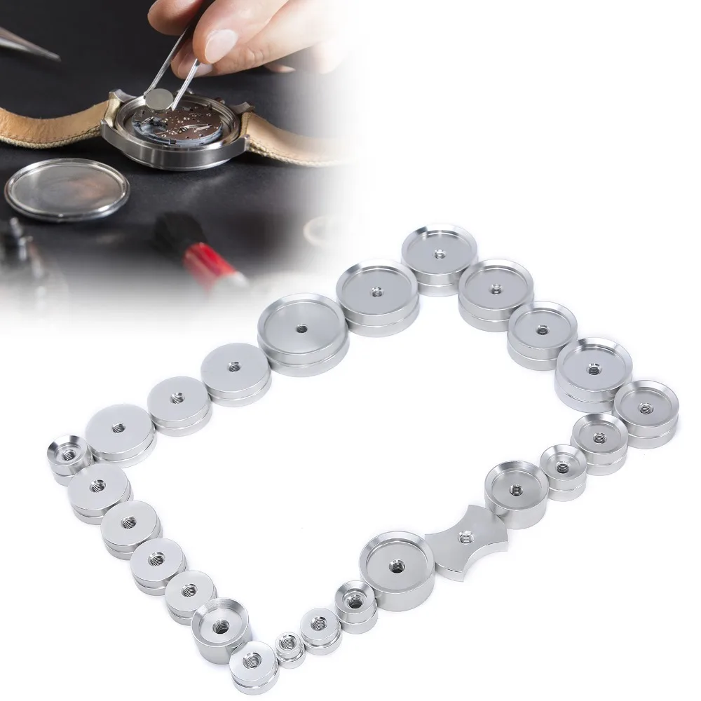 25-個実用的なアルミ時計ケースプレスマルチモデルベンチタイププレスクランプ耐久性のある時計修理ツールケース閉鎖