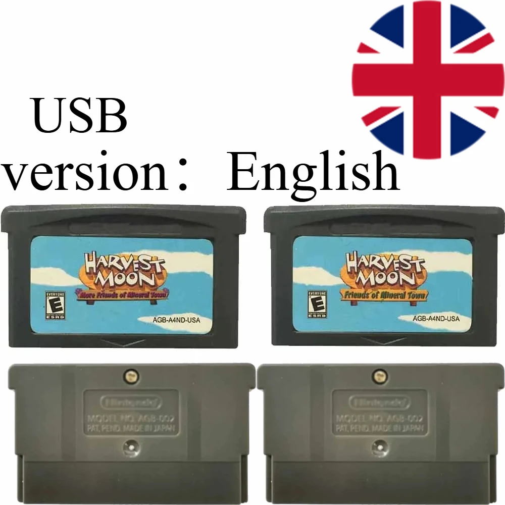 

USB GBA Игровой картридж Harvest Moon Series 32-битная карта игровой консоли Friends of Mineral Town для GBA/SP/DS