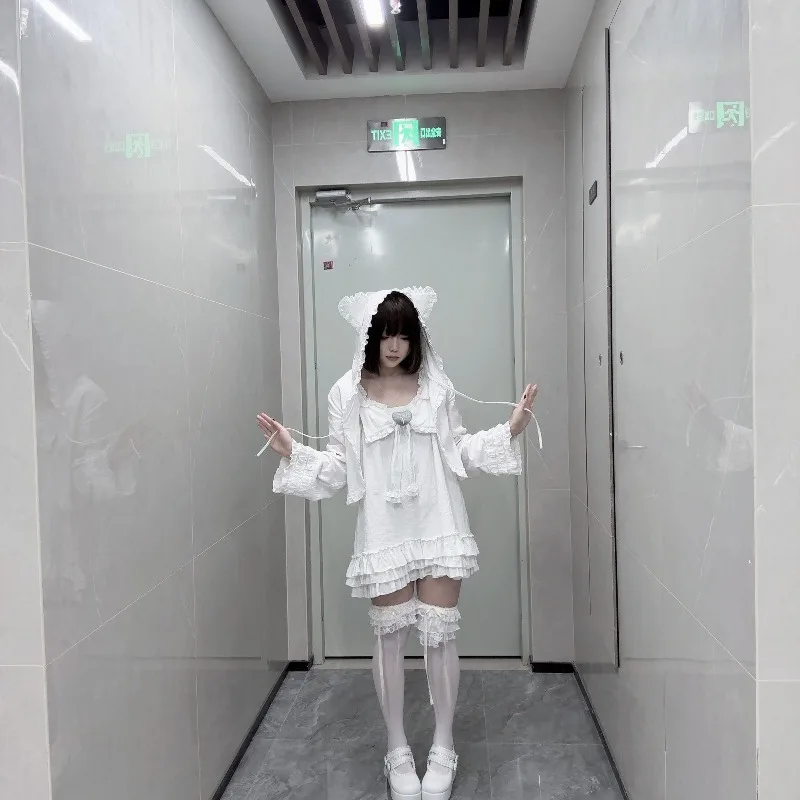 Dolce Kawaii Orecchie di Gatto Cardigan Cappotto Donna Autunno Nuove Donne Giubbotti Corti Nero Subculturale Casual Giapponese Top Camicia da Sole