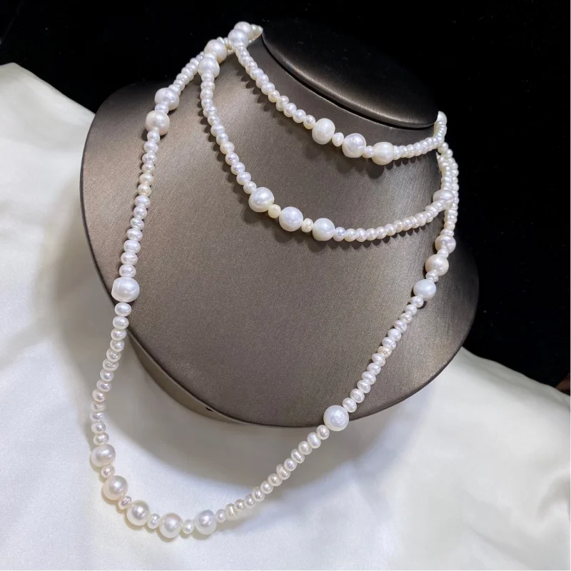 Natural Freshwater Pearl Necklace Long Sweater Chain