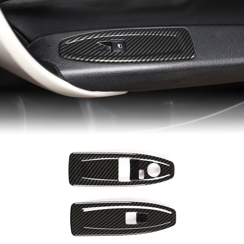 

ABS Carbon Fiber/Silver for BMW 1 2 Series F20 F21 F22 F45 F46 14-19 Car Window Glasses Lift Button Cover Switch Frame Trim