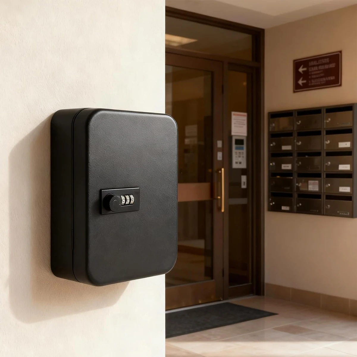 Combination Key Cabinet 20 Key Hooks Key Box Wall Mounted With Key/Code Lock Locking Key Organizer Key Cabinet Security Lock Box