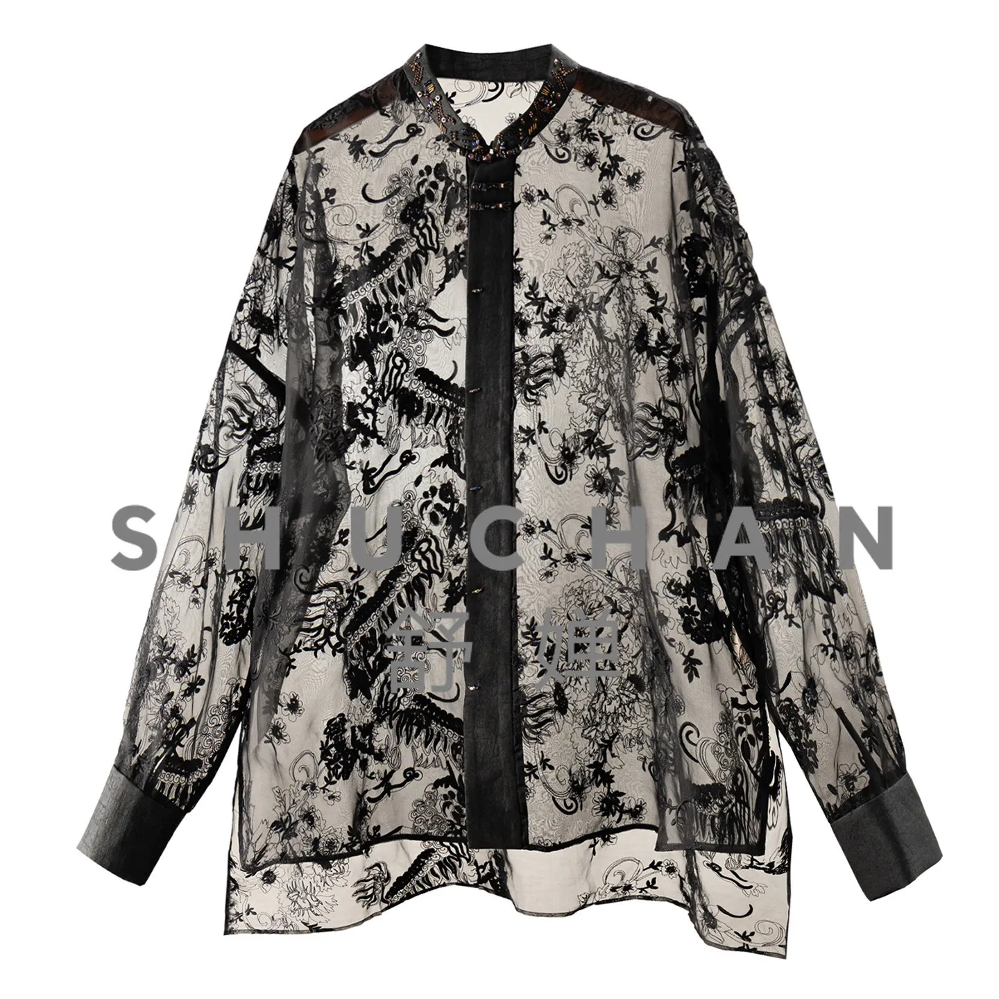 

Bead Embroidery Silk Eugen Yarn Shirt Blouse Women's 40G1 Blusa Tule Transparente Tops Mujer Blouses for Women Fashion 2026