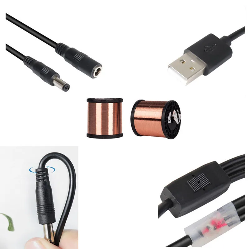 USB 2.0 Macho para Cabo Divisor Masculino, Cabo de Alimentação, Conector Adaptador Faixa, 3A Plug, 1m, 2 Way, DC, 5.5x2.5mm, W1