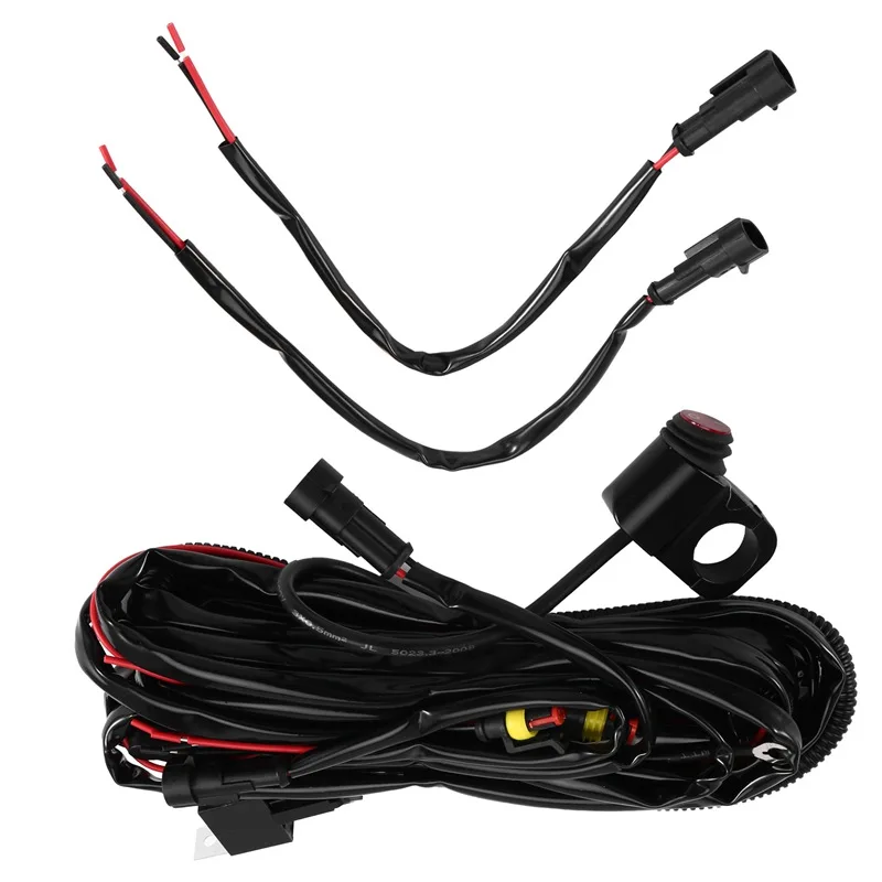 

Motorcycle Fog Light Spotlight Switch Relay Harness Wiring Kit 12V 1.6M with Fuse Aluminum on Off Switch Cable 1.6M