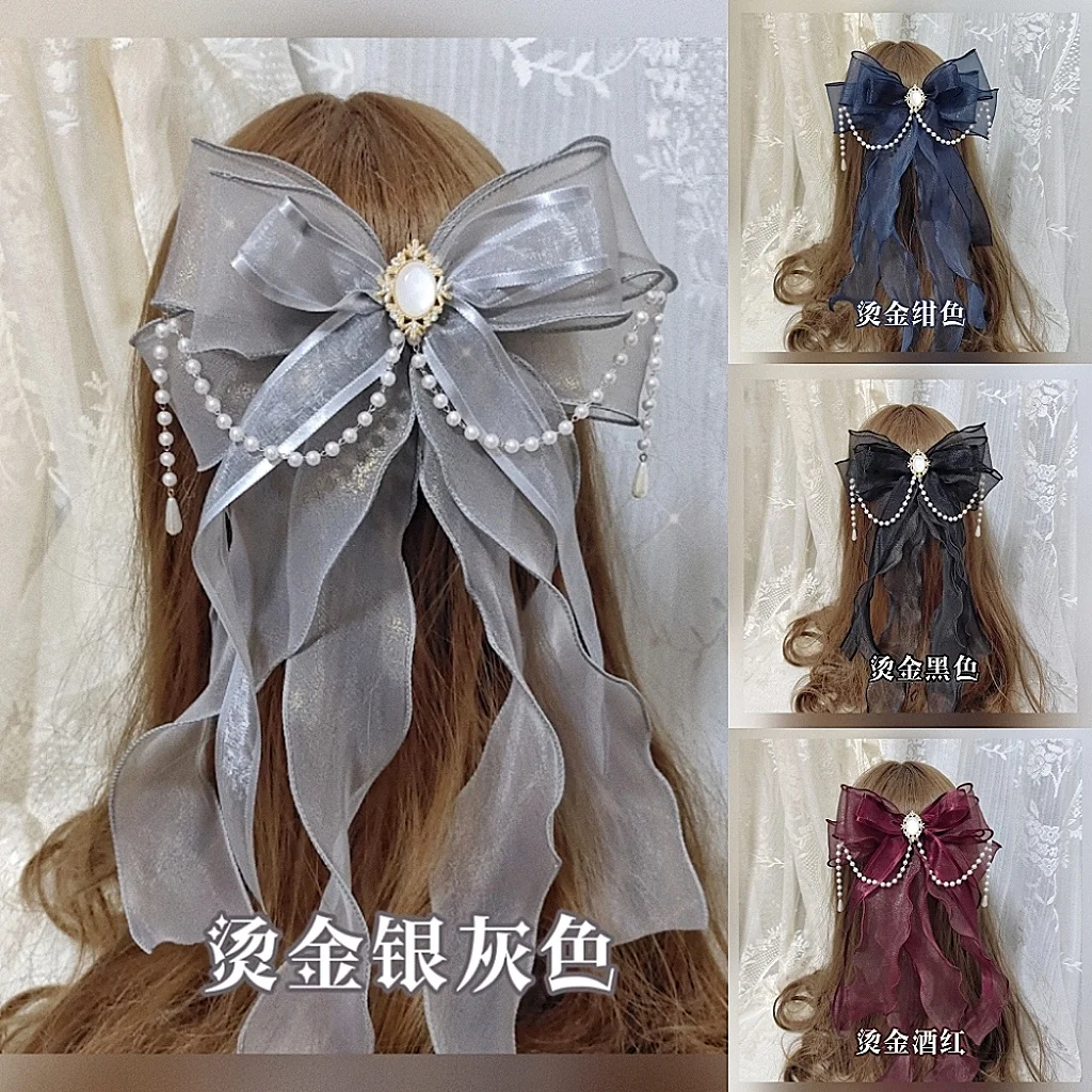 

[10 colors] Original lolita big bow edge clip back pressure hair accessories headgear hairpin Lolita accessories fairy