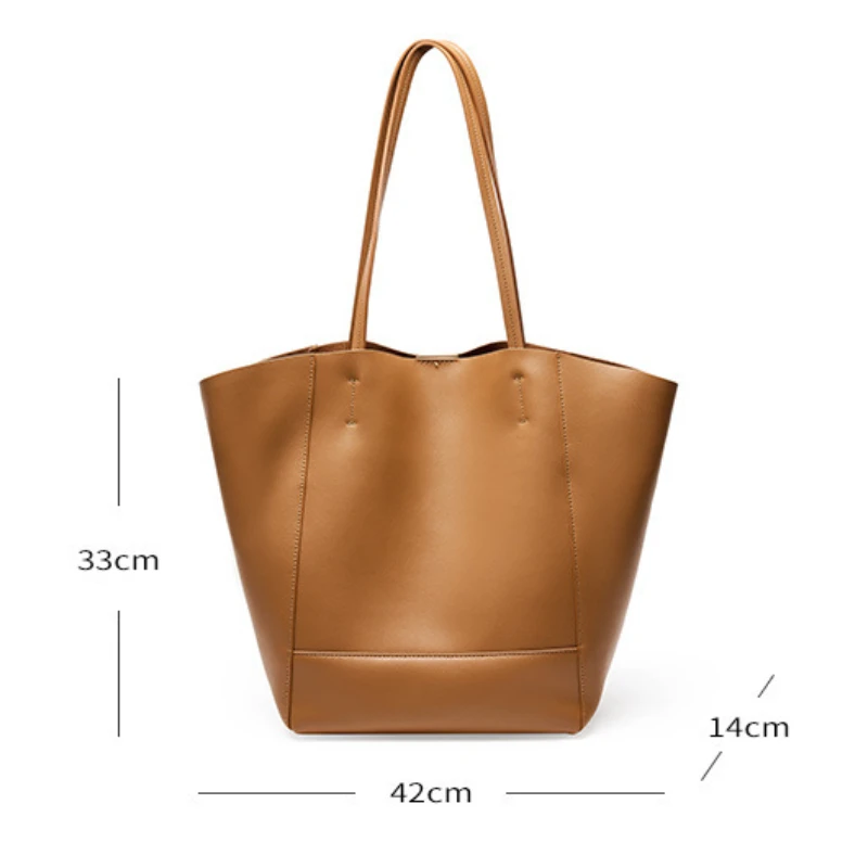 Luxury Cowhide Tote Bag Female Genuine Leather Commuter Shoulder Bag Top Quality Beach Handbag Large Capacity Women Shopping Bag