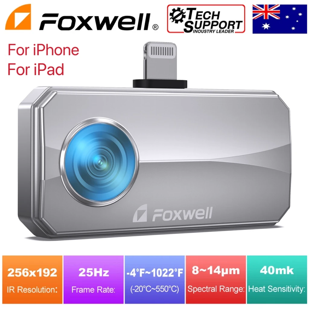 

FOXWELL RT100 Infrared Thermal Imaging Camera for IOS & for iPhone For iPad 256 x 192 IR High Resolution 25Hz Mobile Thermal