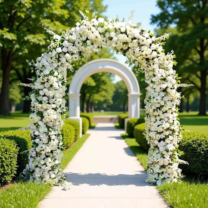 White-green curved hanging arch wedding arrangement cross-border supply simulation flower wedding arch decoration
