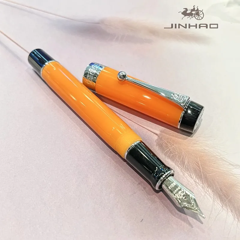 Jinhao 100 Acryl-Füllfederhalter aus Metall mit silbernem Kugelclip, klassischer, glatter Executive-Signaturstift, perfekt für die Sammlung – Detail 12