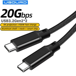 UGOURD USB3.2 Gen2*2 20Gbps Type C Data Transfer Cable PD100W 20V5A Super Fast Charging Cable For Laptop SSD Box USB Hub PAD