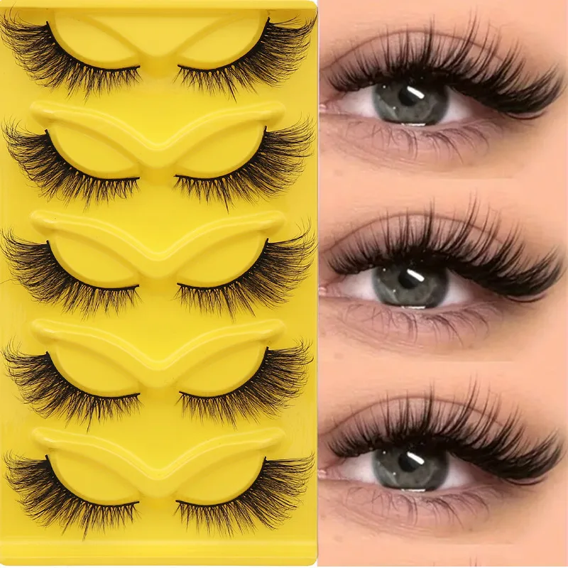 

Cat Eye Lashes Faux Mink Eyelashes 5 Pair Natural long Manga Lashes Winged End Eye Elongated Eyelashes Fake Lashes Makeup lashes