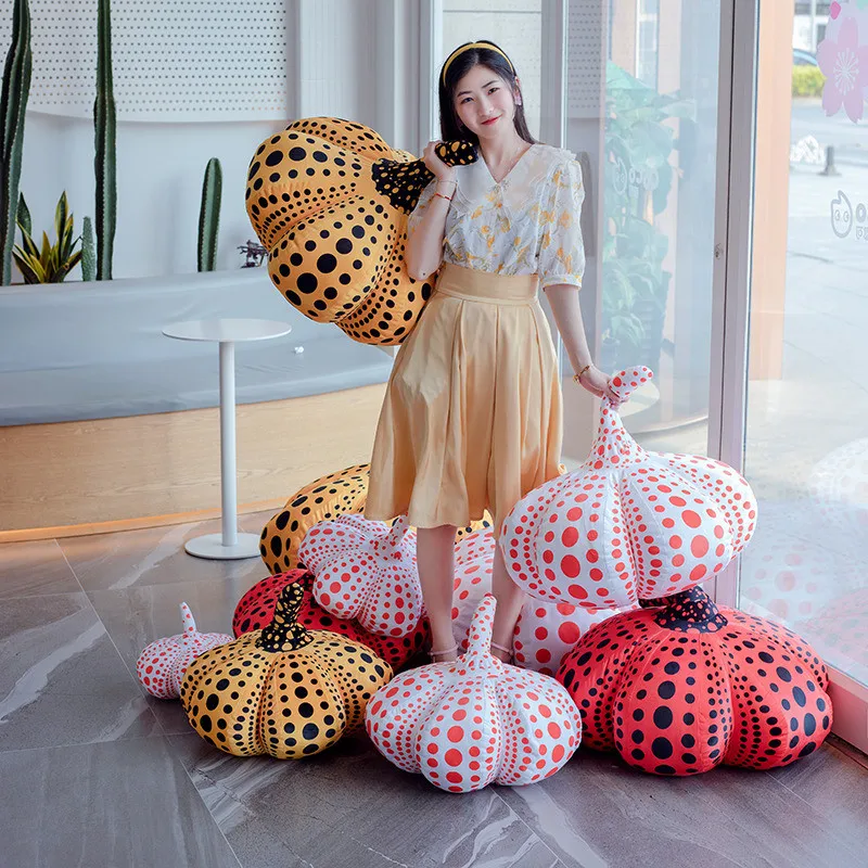 20-60CM Yayoi Kusama the Same Pumpkin Plush Toy Wave Point Pumpkin Stuffed Halloween Decor Doll Sofa Room Decor Gifts