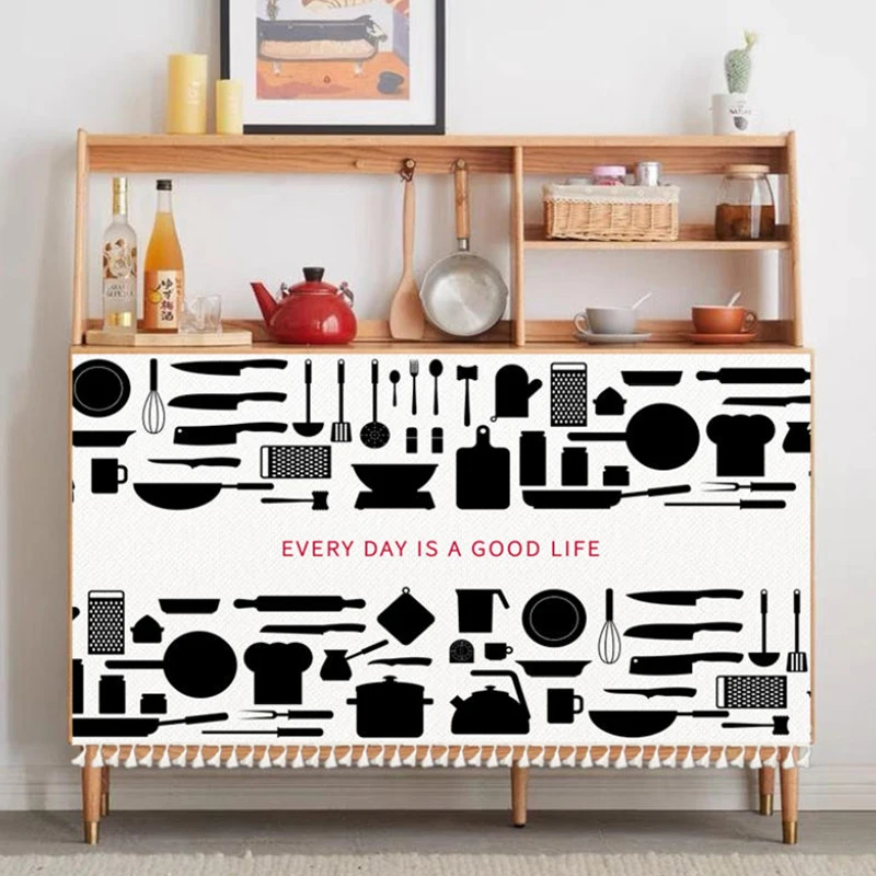 Self-adhesive Cabinet Curtain Household Furniture Short Curtain Simple Style Kitchen Cabinets Panel Curtain Waterproof Dustproof