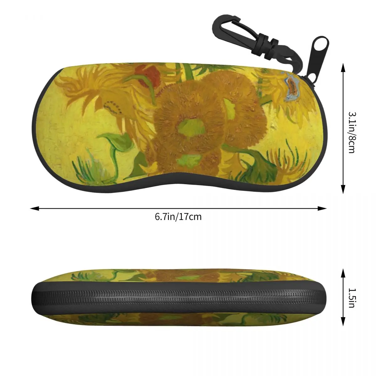 Vase With Twelve Sunflowers Eyeglass Glasses Case Women Men Soft Vincent Van Gogh Painting Sunglasses Protective Box