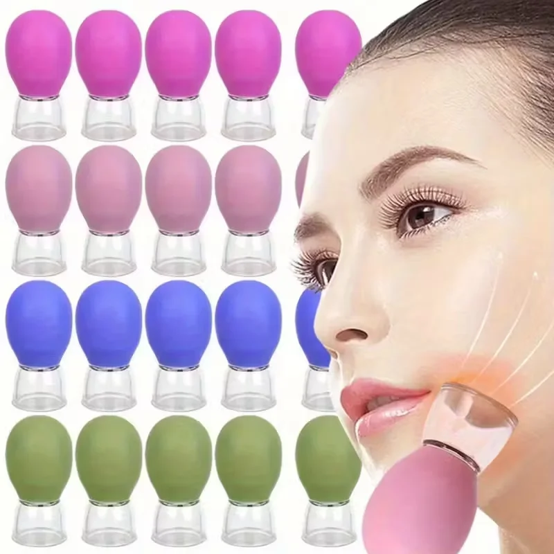 Juego de ventosas de silicona para cara y cuerpo, masajeador de succión al vacío para meridianos, corrector de pezones, copa para caminar facial y de espalda