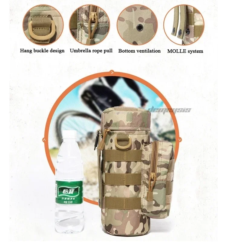 Tactical Molle Water Bottle Pouch Airsoft Kettle Waist Bags Hunting Climbing Hiking Outdoor Water Bottle Bag