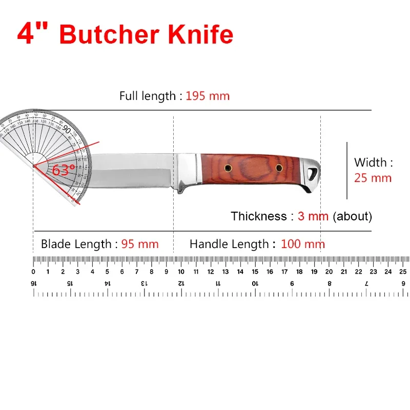 Stainless Steel Meat Cleaver Bone-cutting Butcher Knife Handmade Forged Chef Slicing Knife Cooking for Kitchen with Cover