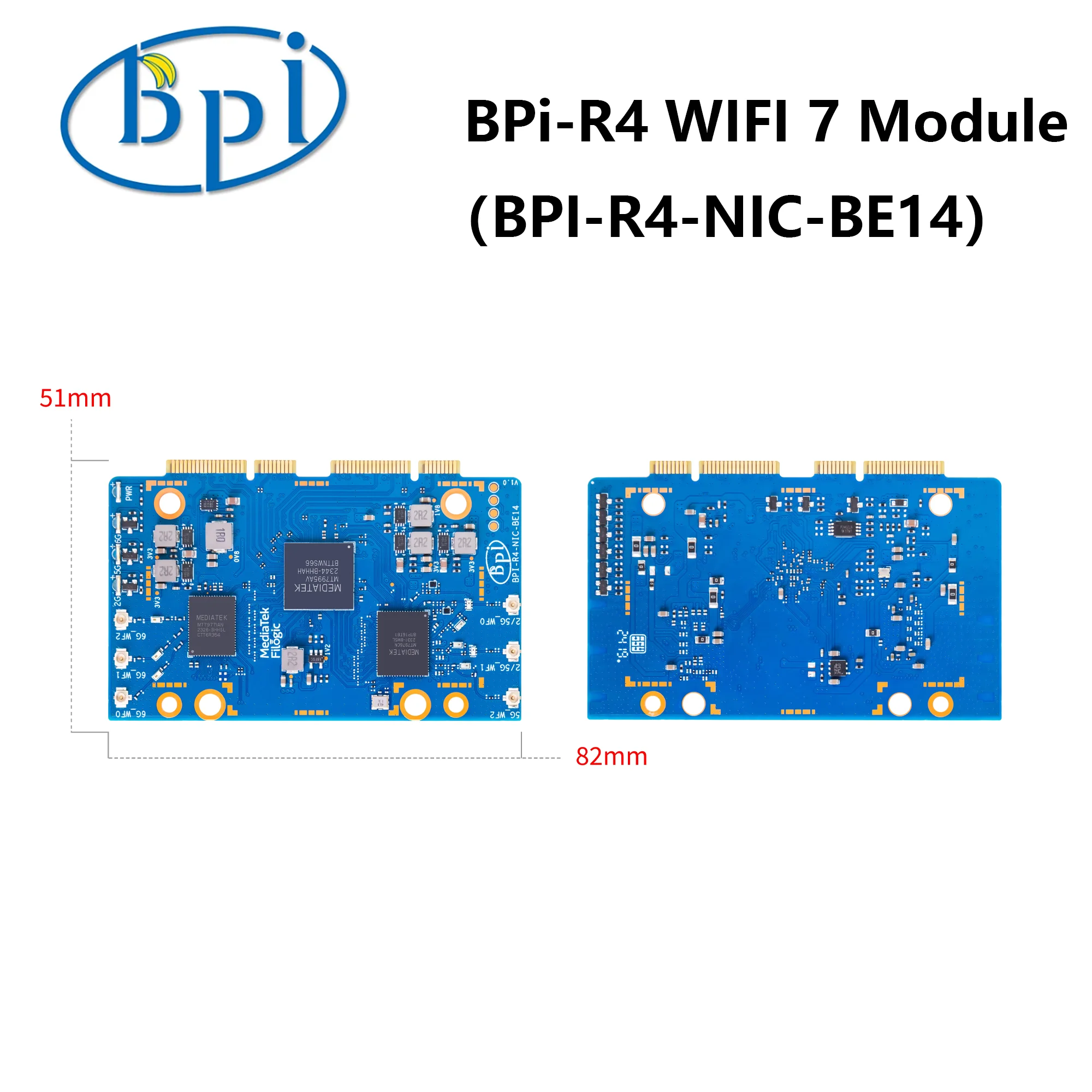 Imagem -04 - Banana pi r4 Wifi7 Module Bpi-r4-nic-be14 Acessórios para Bpi-r4 Antena Opcional