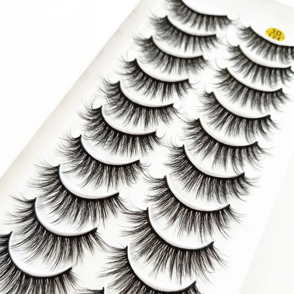 Flauschige Cluster-Falsche Wimpern, Vollstreifen, 10 Paar, natürliche Streifenwimpern, dramatisches russisches Volumen, lockige Wimpern, dickes Curling-Make-up